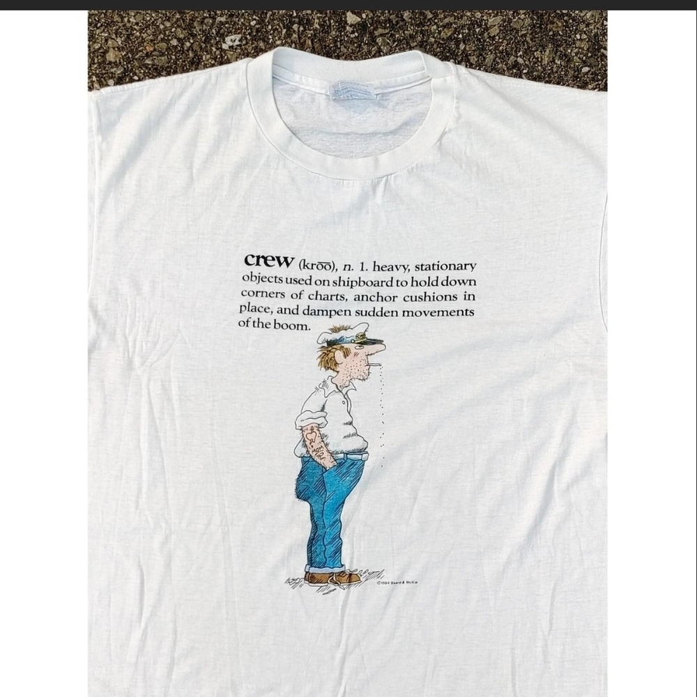 Vtg 1984 Crew Sailor Beard & Mckie Single Stitch Hanes Made in USA T-Shirt XL